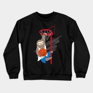 Sloth Basketball Funny Slam Dunk Crewneck Sweatshirt